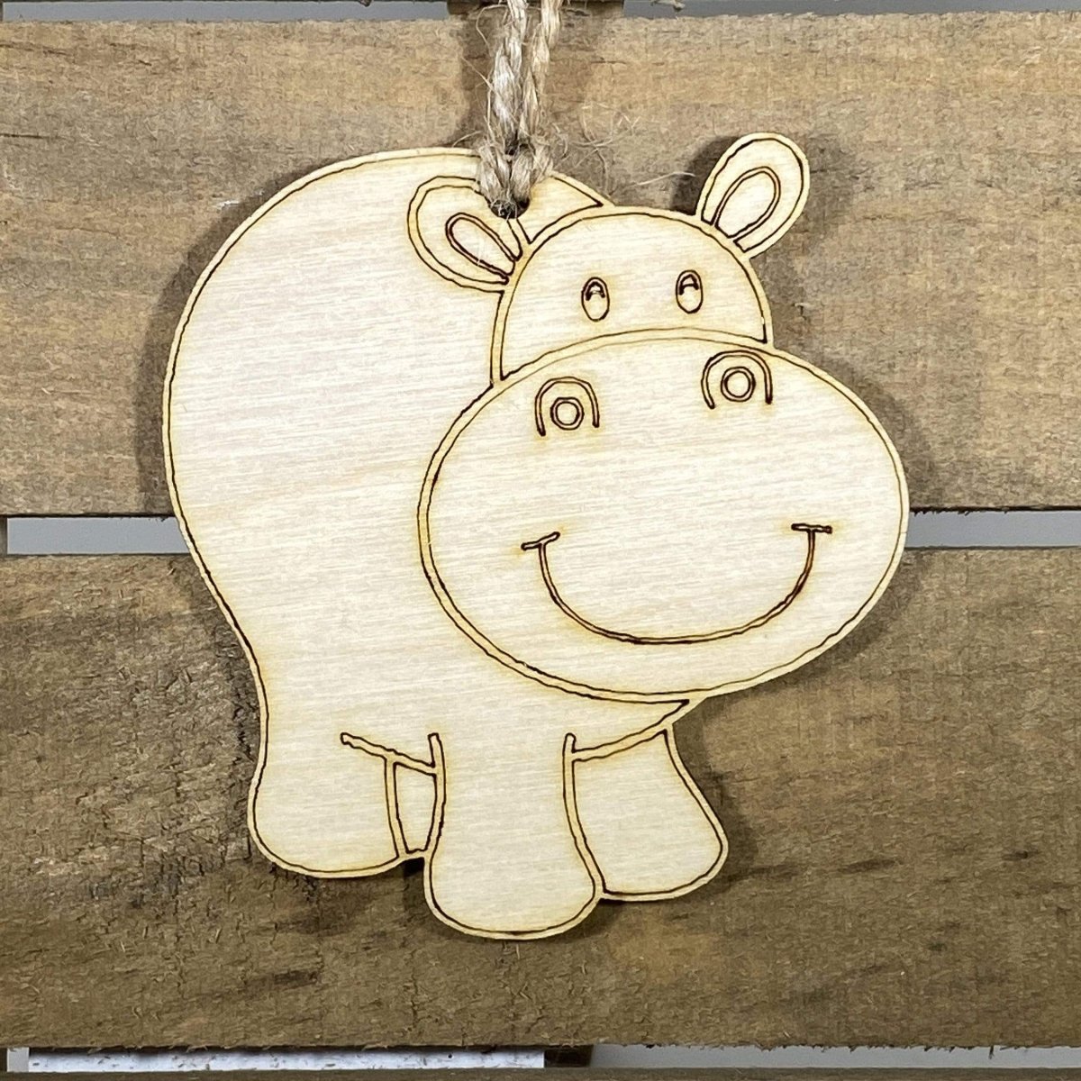 Happy HIppo Wooden Christmas Ornaments - - Cate's Concepts, LLC