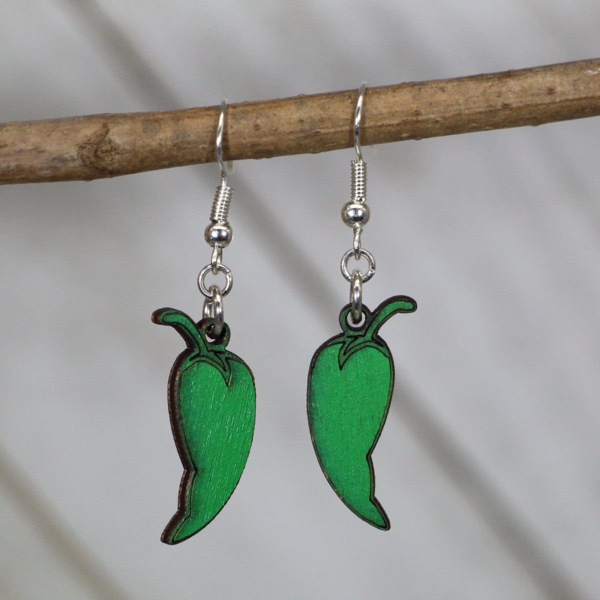 Hatch Green Chili Pepper Wooden Earrings - Dangle - Cate's Concepts, LLC