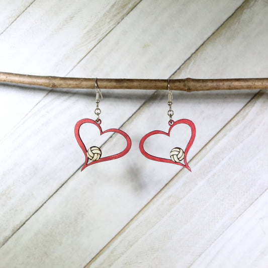 Heart Nested Volleyball Dangle Earring - - Cate's Concepts, LLC