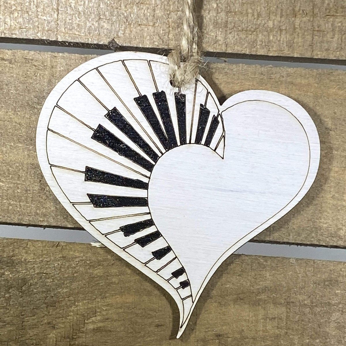 Heart Piano Christmas Wooden Ornaments - - Cate's Concepts, LLC