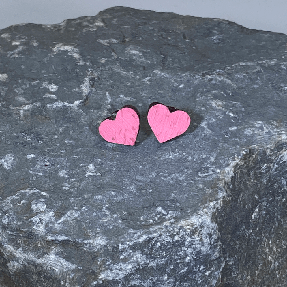 Heart Wooden Stud Earrings - Pink - Cate's Concepts, LLC