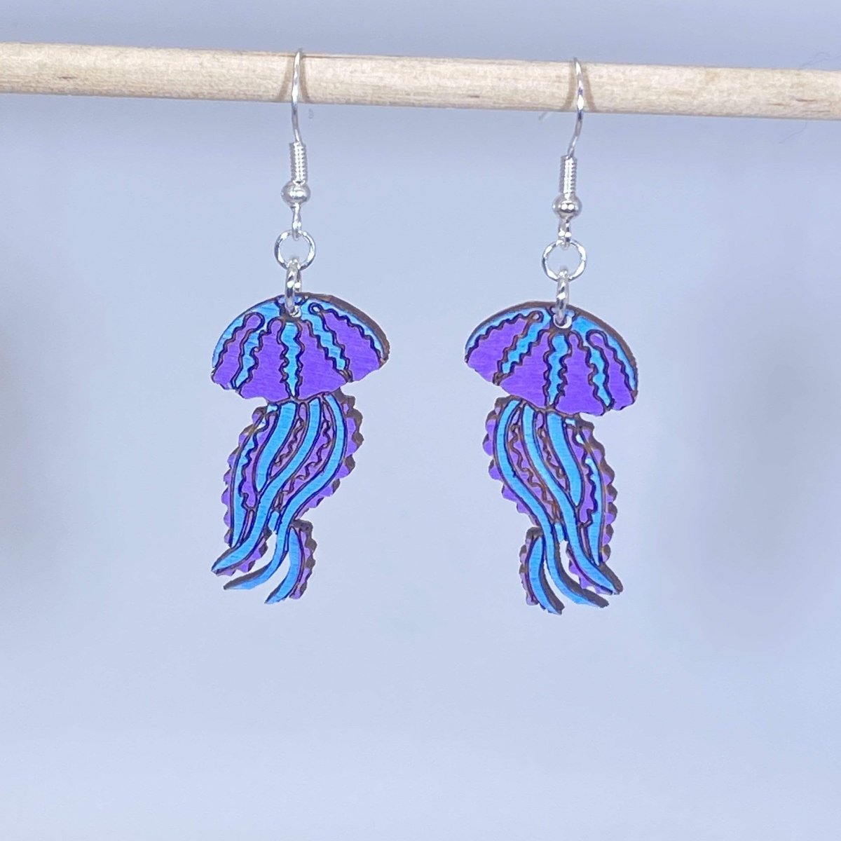 Jellyfish Wooden Dangle Earrings - - Cate's Concepts, LLC