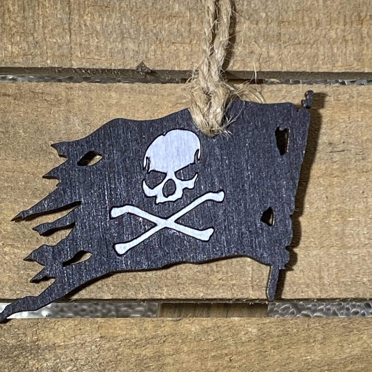 Jolly Rodger Pirate Christmas Wooden Ornaments - - Cate's Concepts, LLC