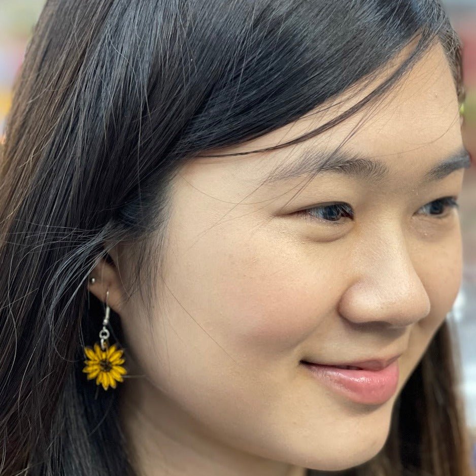 Kansas State Sunflower Dangle Earrings - Dangle - Cate's Concepts, LLC