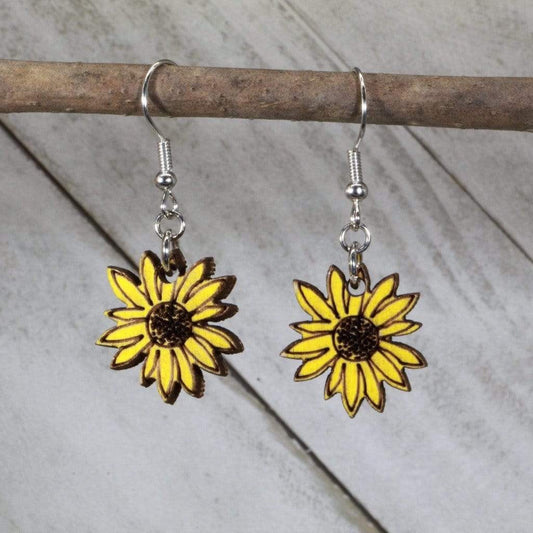 Kansas State Sunflower Dangle Earrings - Dangle - Cate's Concepts, LLC