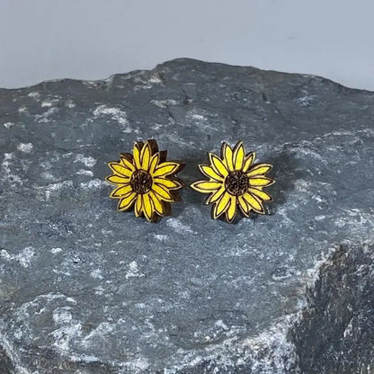 Kansas State Sunflower Dangle Earrings - Stud - Cate's Concepts, LLC