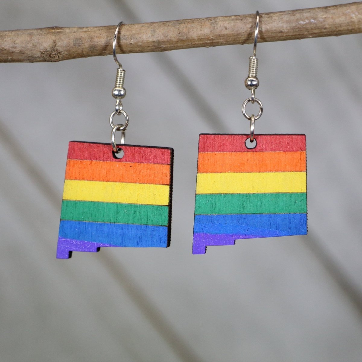 LGBTQIA+ New Mexico State Pride Wooden Dangle Earrings - - Cate's Concepts, LLC