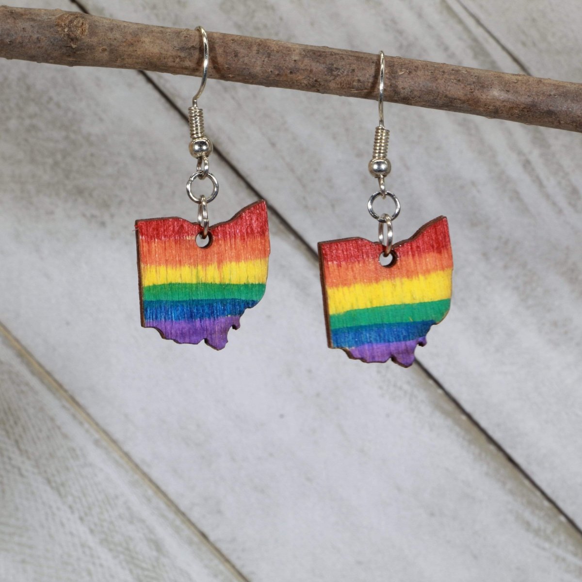LGBTQIA+ Ohio State Pride Dangle Earrings - - Cate's Concepts, LLC