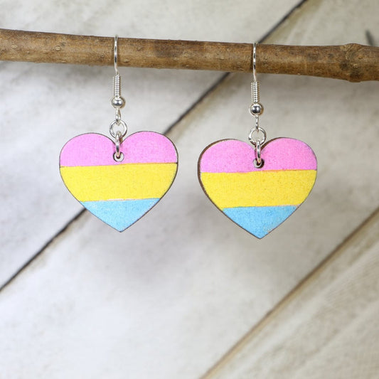 LGBTQIA+ Pansexual Heart Earrings - - Cate's Concepts, LLC