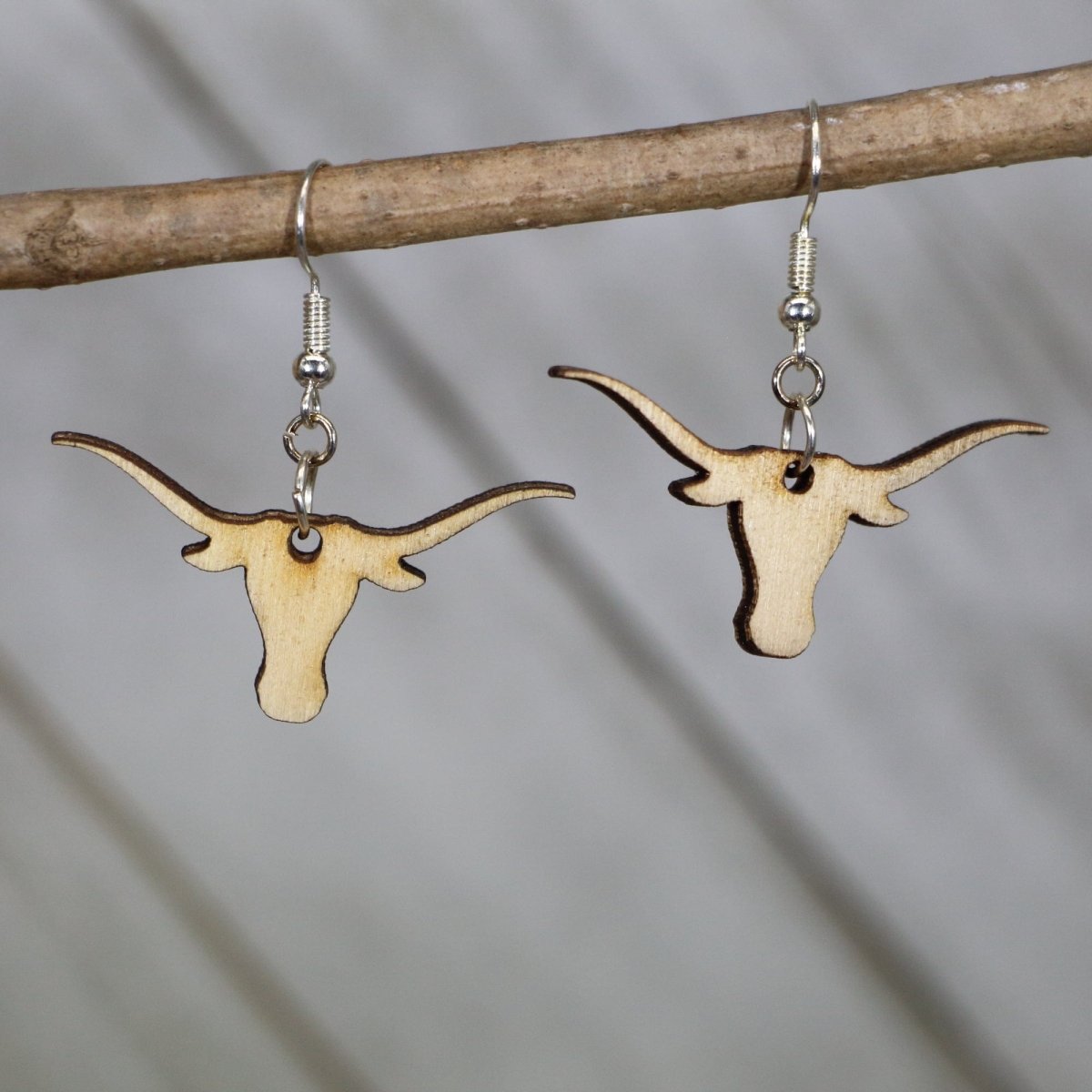 Longhorn Wooden Dangle Earrings - - Cate's Concepts, LLC