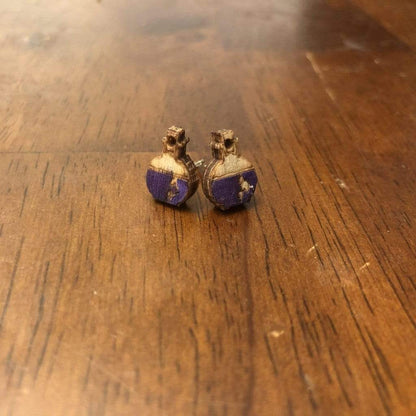 Mad Scientist Potion Bottle Dangle Earrings - Purple Stud - Cate's Concepts, LLC