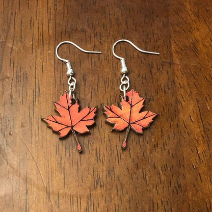 Maple Leaf Wooden Dangle Earrings - Dangle - Cate's Concepts, LLC