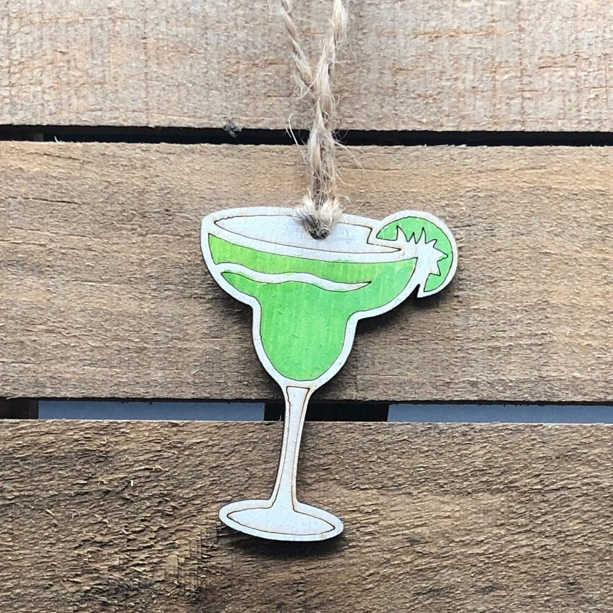 Margarita Christmas Ornaments - Green/ White Painted - Cate's Concepts, LLC