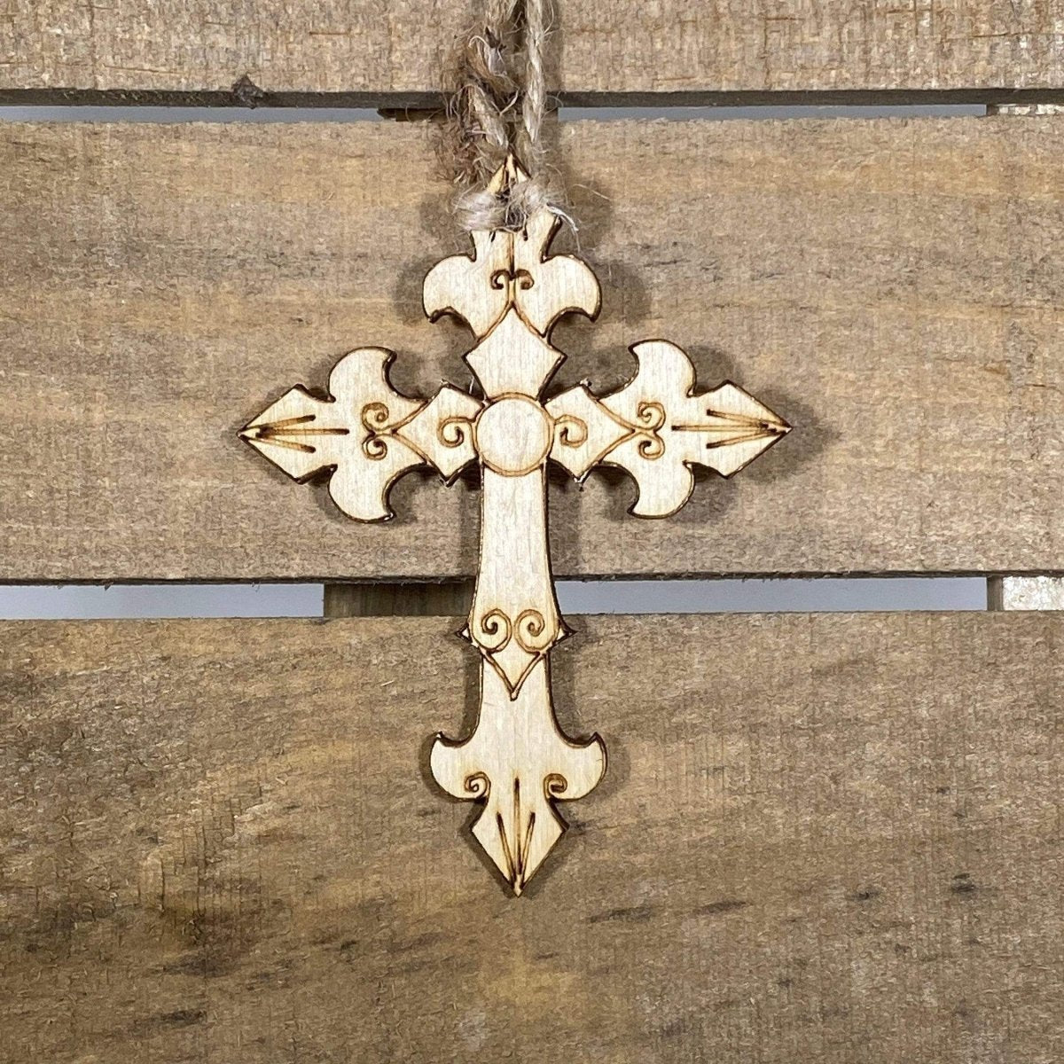 Medieval Cross Wooden Christmas Ornaments - - Cate's Concepts, LLC
