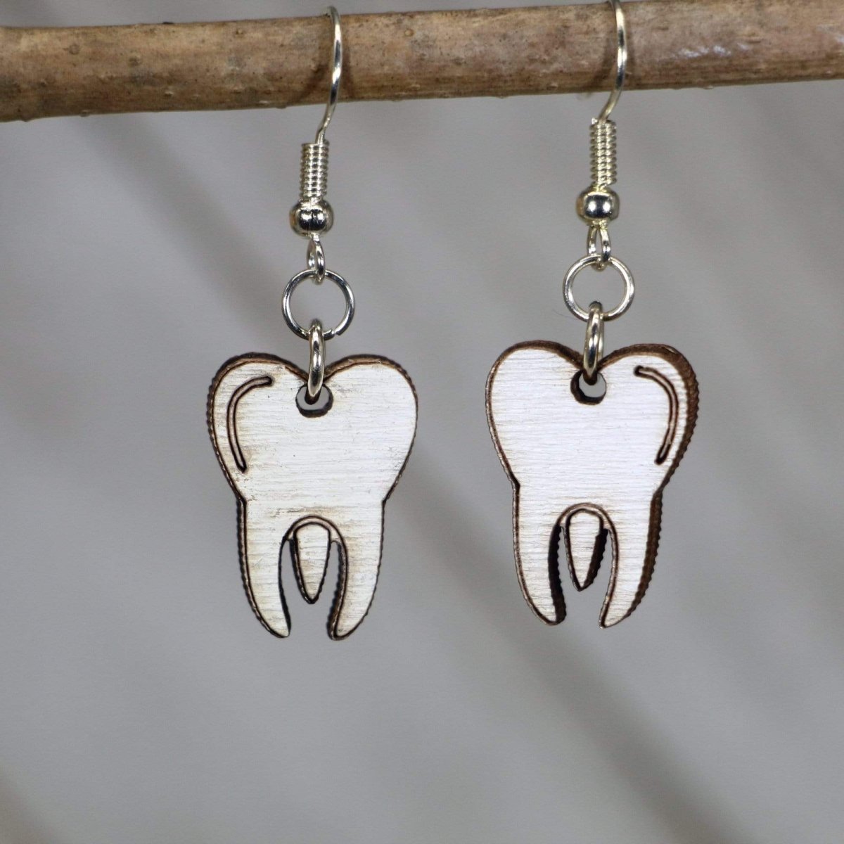 Molar Teeth Dangle Wooden Earrings - - Cate's Concepts, LLC