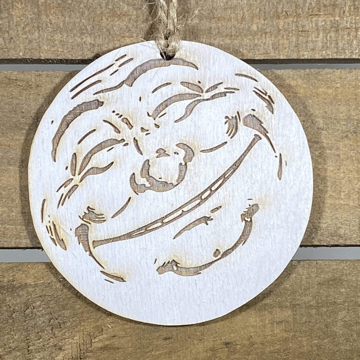 Moon Face Wooden Christmas Ornament - - Cate's Concepts, LLC