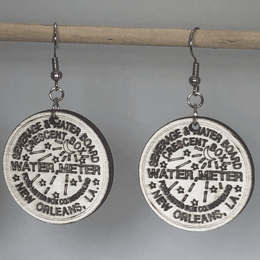 New Orleans Water Meter Wooden Dangle Earrings - - Cate's Concepts, LLC