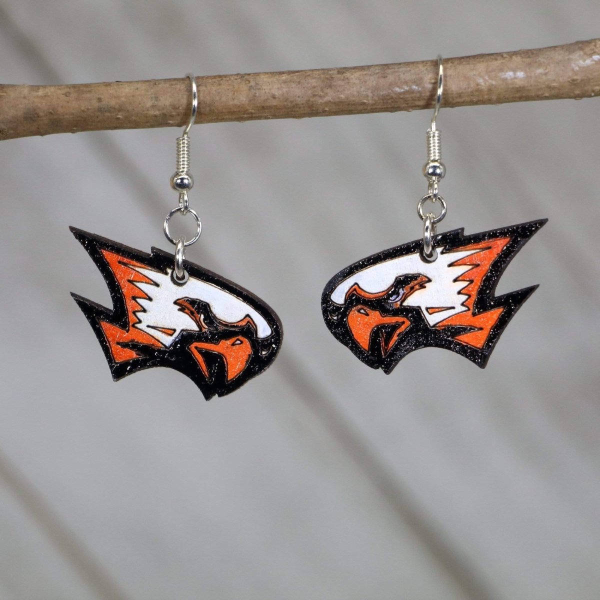 Northwood Eagles Wooden Dangle Earrings - - Cate's Concepts, LLC