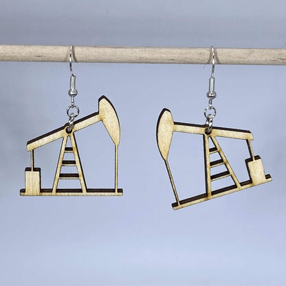 Oil Rig Pump Jack Dangle Earrings - - Cate's Concepts, LLC