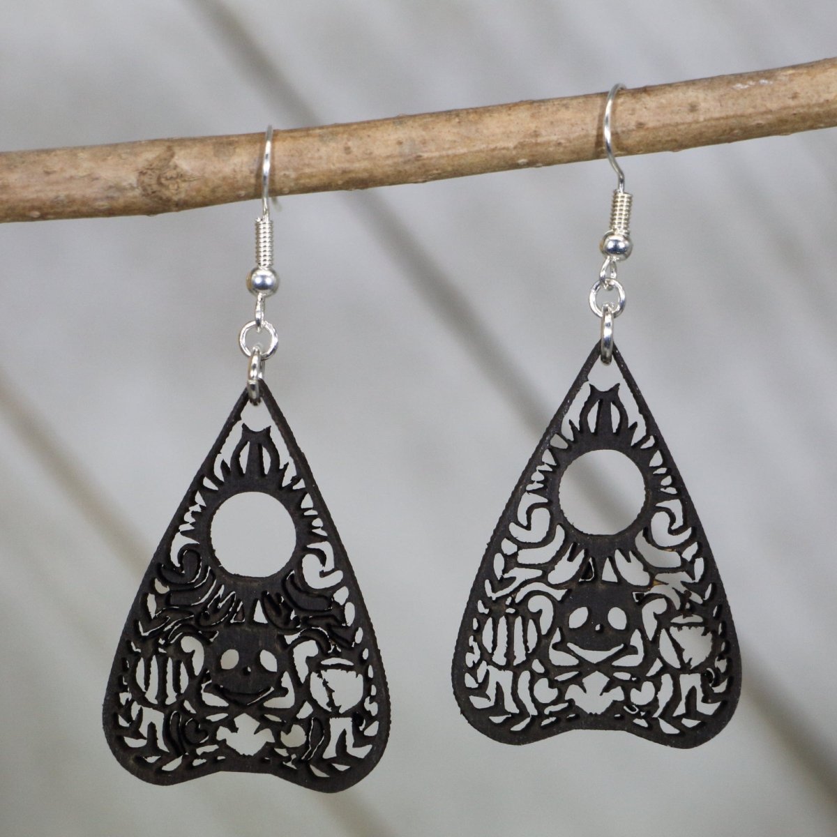 Ouija Planchette Cut Out Wooden Dangle Earring - - Cate's Concepts, LLC