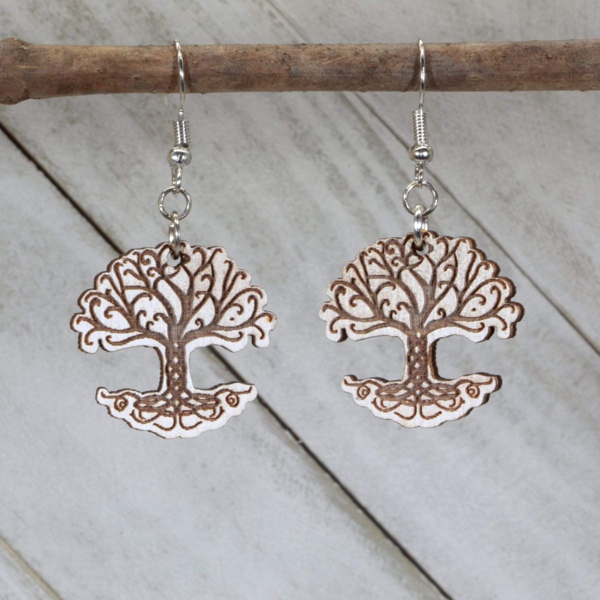 Outlander Inspired Tree of Life Wooden Dangle Earrings - - Cate's Concepts, LLC
