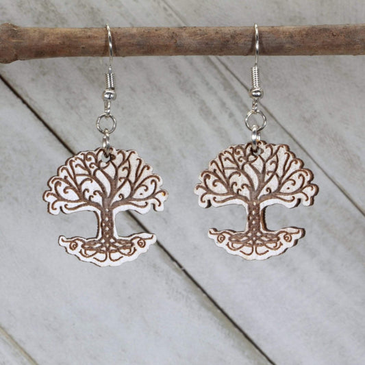 Outlander Inspired Tree of Life Wooden Dangle Earrings - - Cate's Concepts, LLC