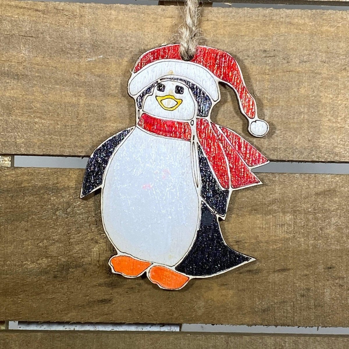 Penguin Wooden Christmas Ornaments - - Cate's Concepts, LLC