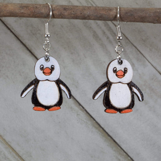 Penguin Wooden Dangle Earrings - - Cate's Concepts, LLC