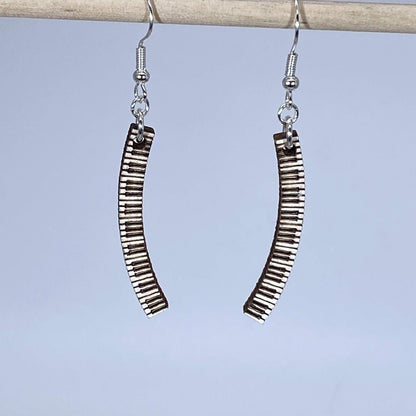 Piano Keyboard Curve Wooden Dangle Earrings - - Cate's Concepts, LLC