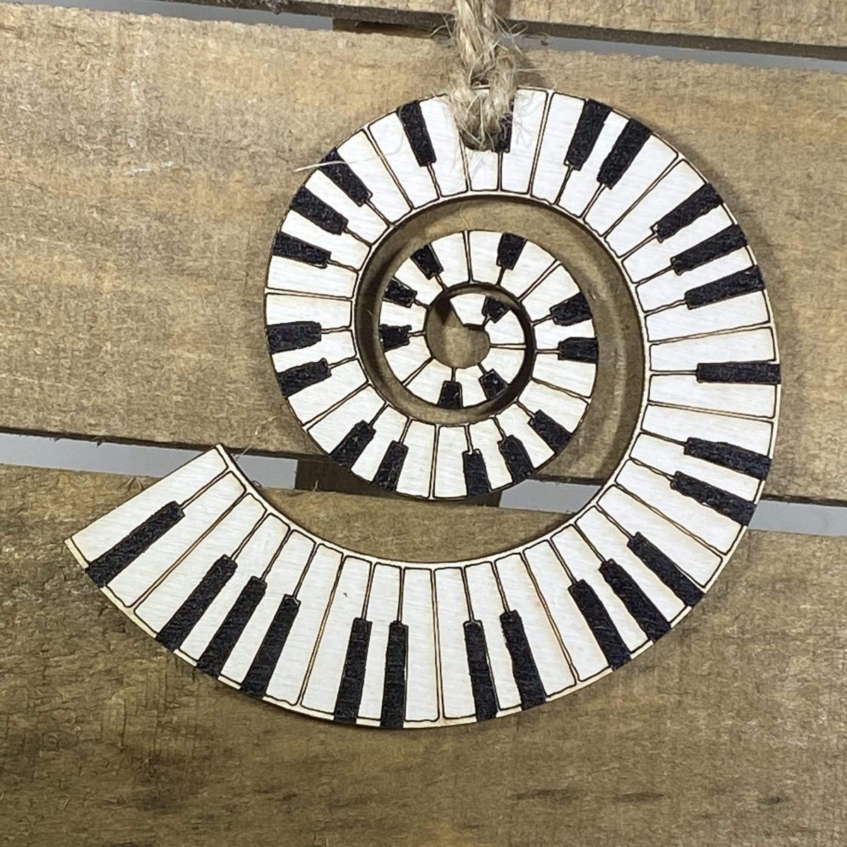 Piano Swirl Keyboard Christmas Wooden Ornaments - - Cate's Concepts, LLC
