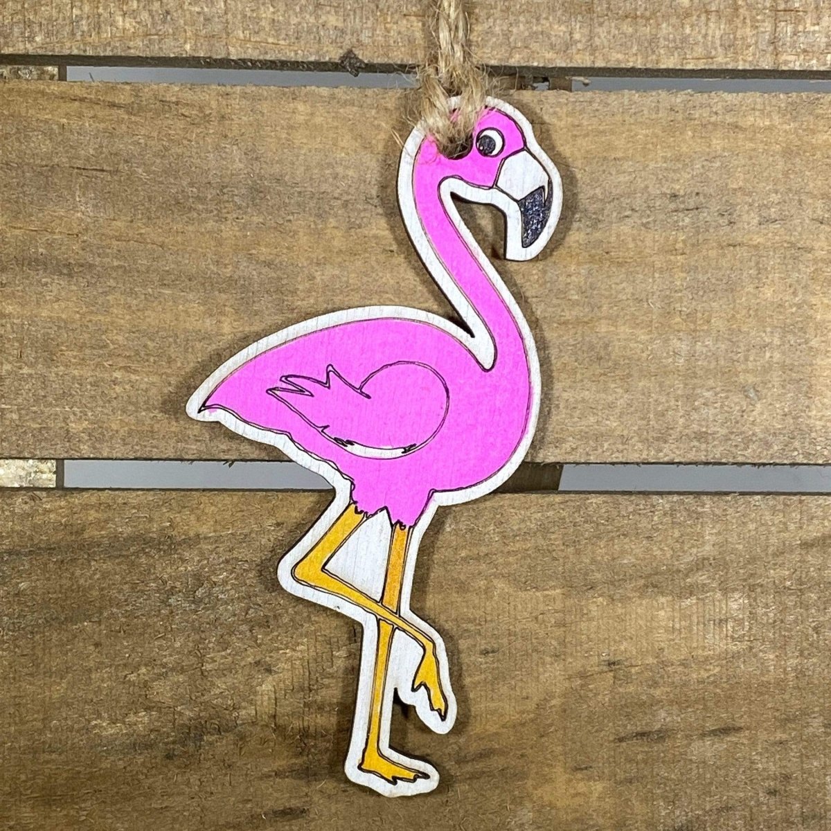 Pink Flamingo Wooden Christmas Ornaments - - Cate's Concepts, LLC