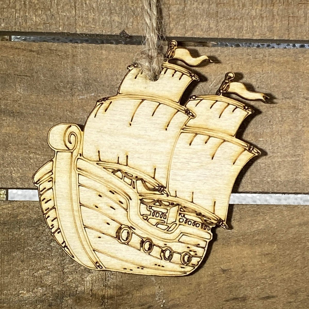 Pirate Ship Christmas Wooden Ornaments - - Cate's Concepts, LLC