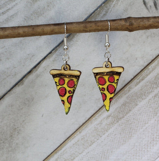 Pizza Party Wooden Earrings - Fun Food Lover Gift Idea - - Cate's Concepts, LLC