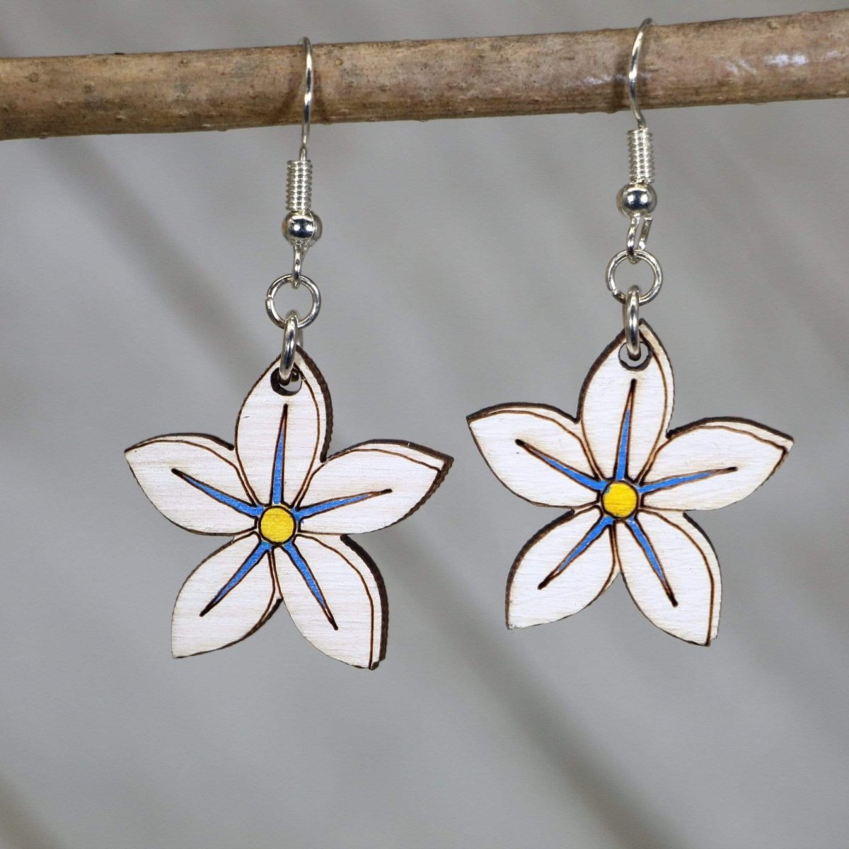 Plumeria Wooden Dangle Earrings - - Cate's Concepts, LLC