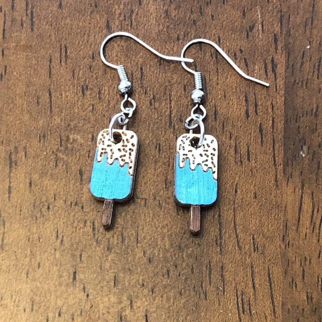 Popsicle Wooden Dangle Earrings - Blue - Cate's Concepts, LLC