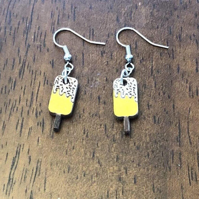 Popsicle Wooden Dangle Earrings - Yellow - Cate's Concepts, LLC