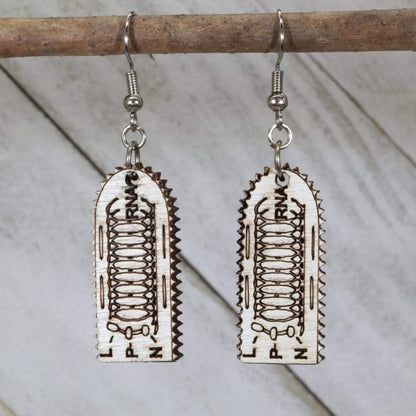 Rabies Wooden Dangle Earrings - - Cate's Concepts, LLC