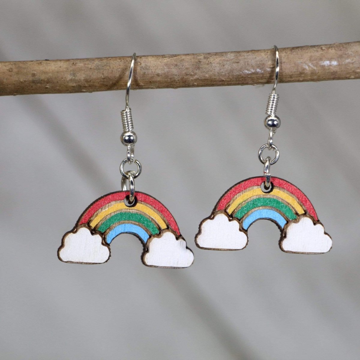 Rainbow Wooden Dangle Earrings - Dangle - Cate's Concepts, LLC
