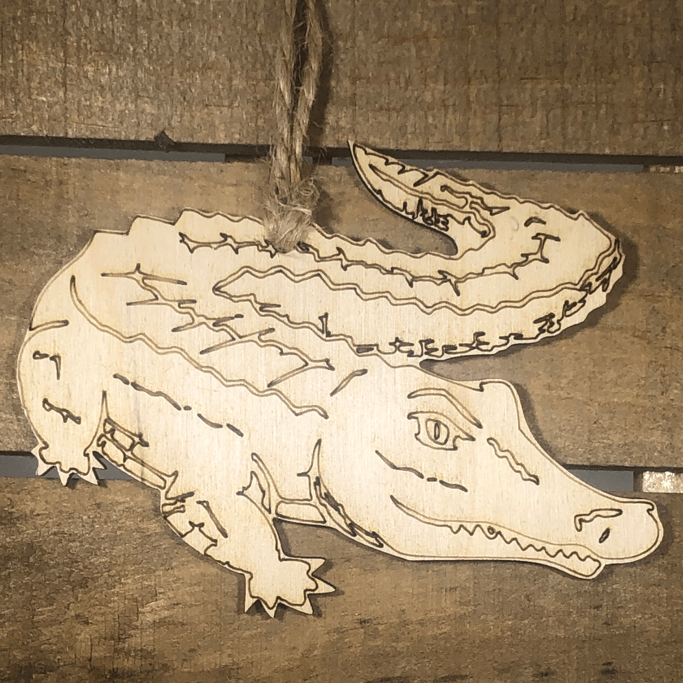 Realistic Alligator Wooden Christmas Ornament - - Cate's Concepts, LLC