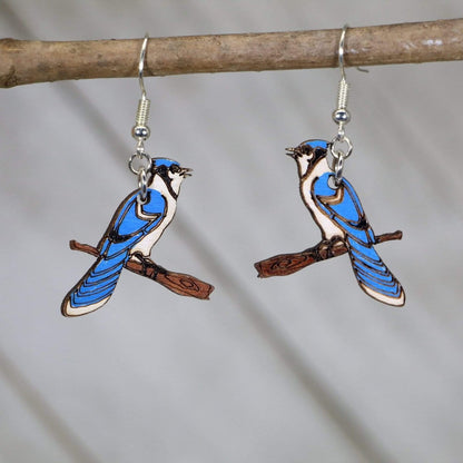 Realistic Blue Jay Dangle Earrings - - Cate's Concepts, LLC
