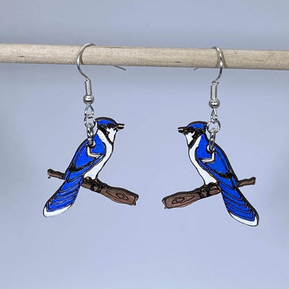 Realistic Blue Jay Dangle Earrings - - Cate's Concepts, LLC
