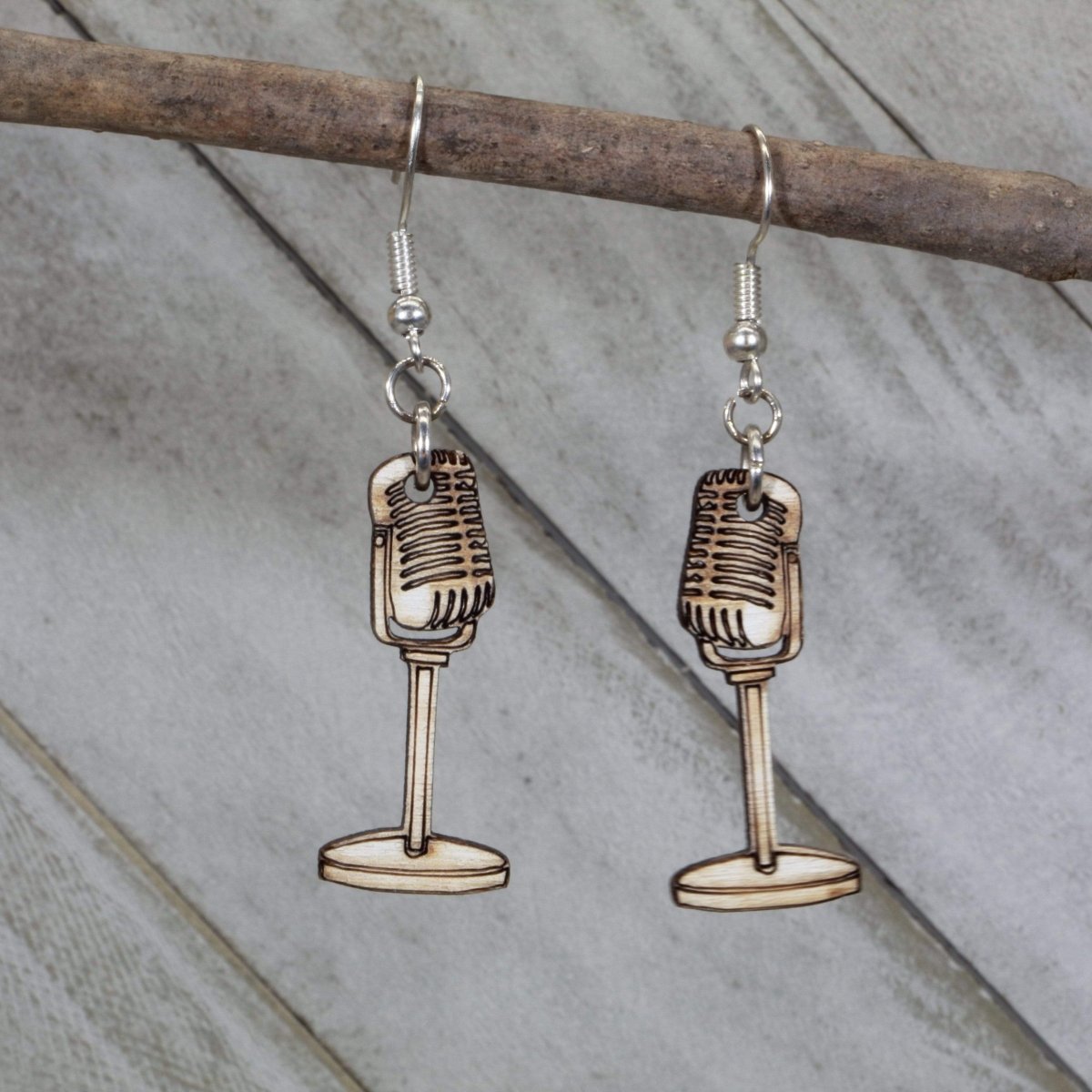 Retro Microphones Dangle Earrings - - Cate's Concepts, LLC