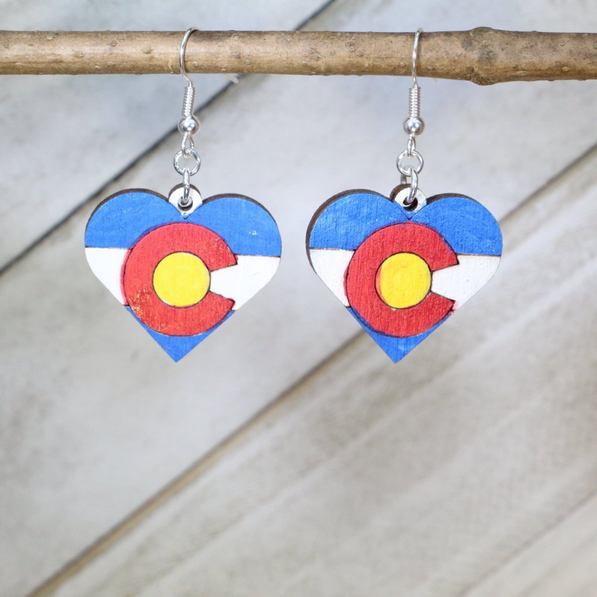 Rocky Mountain Love Wooden Earrings - - Cate's Concepts, LLC