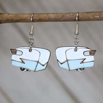 Shasta Campers Wooden Dangle Earrings - Blue - Cate's Concepts, LLC