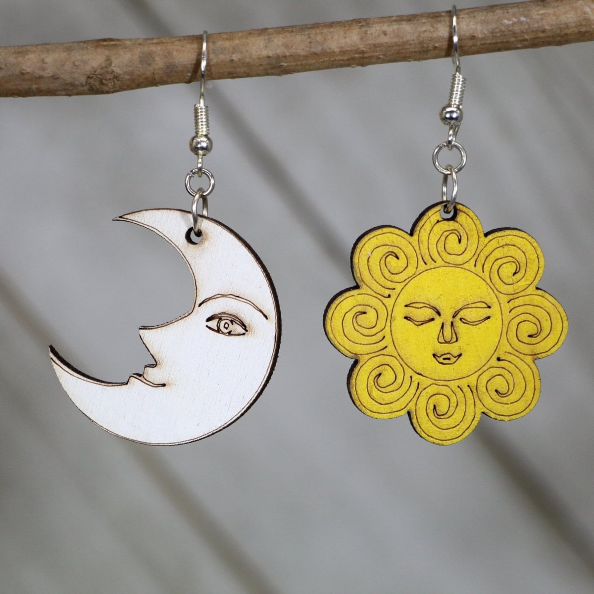 Smiling Sun and Moon Dangle Earrings - - Cate's Concepts, LLC