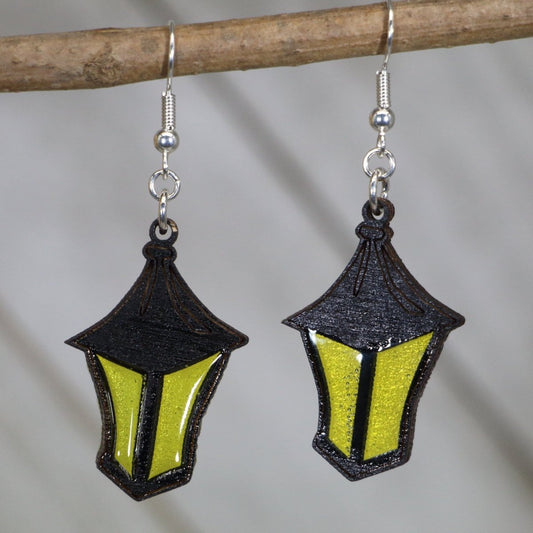 Spooky Lantern Wooden Dangle Earrings - - Cate's Concepts, LLC
