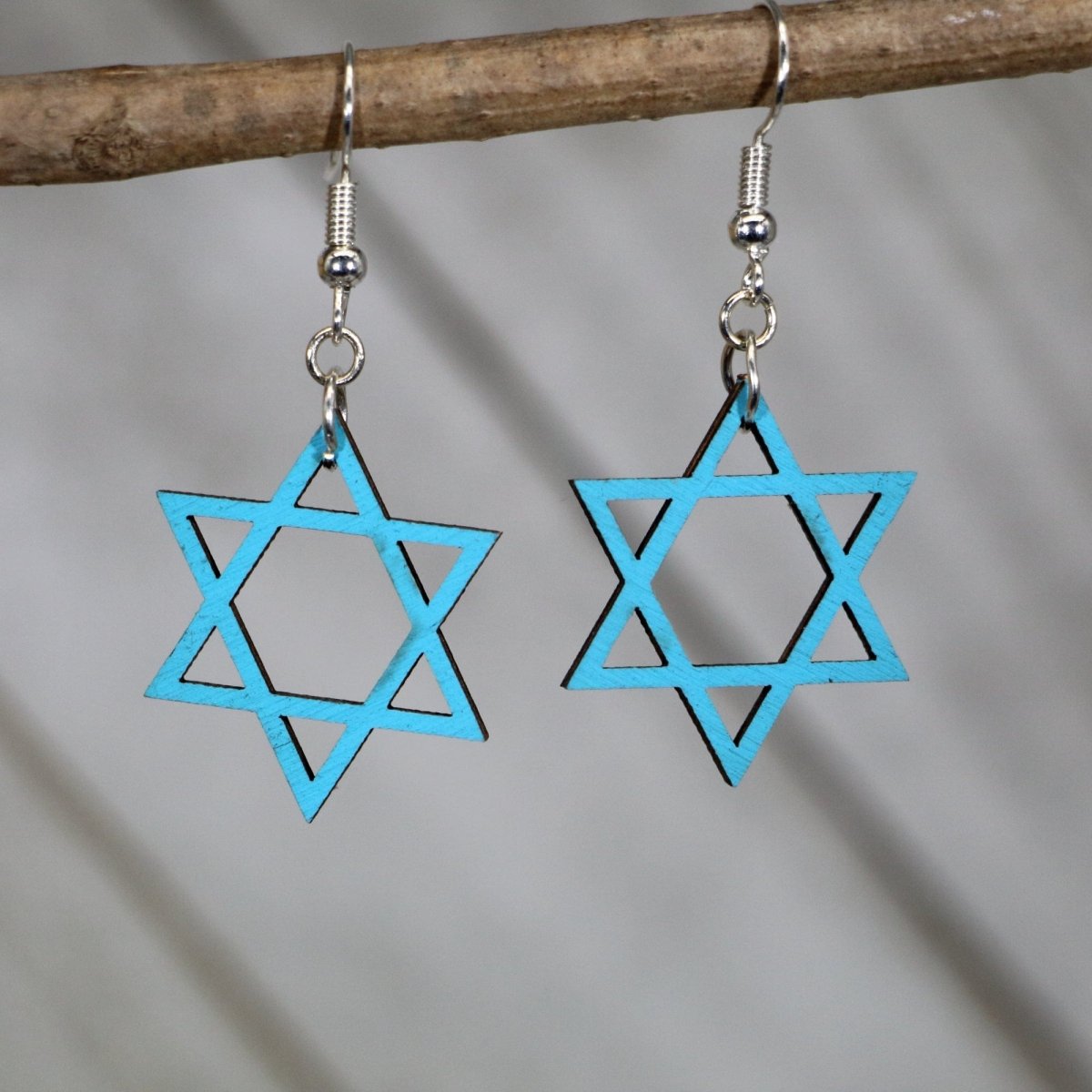 Star of David Wooden Dangle Earrings - - Cate's Concepts, LLC