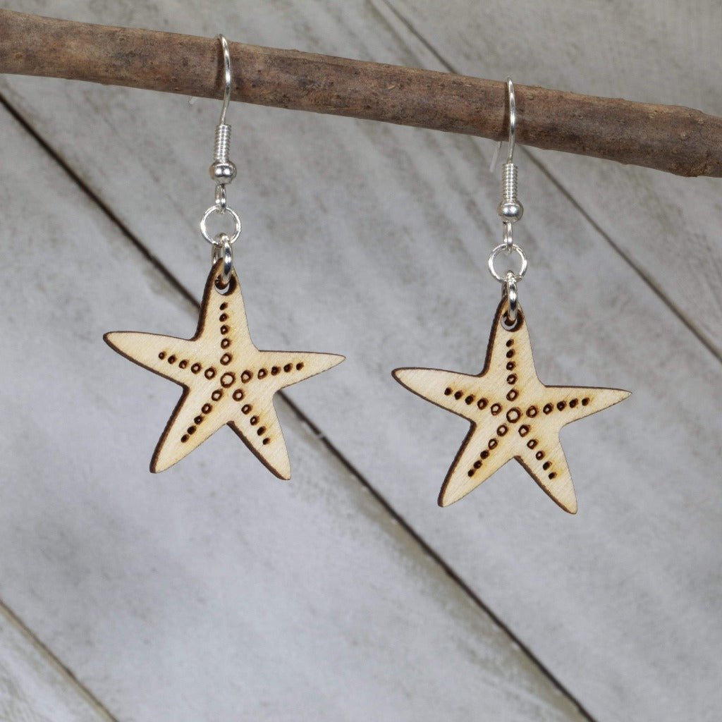 Starfish Wooden Dangle Earrings - - Cate's Concepts, LLC