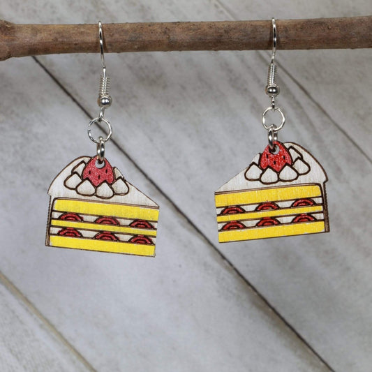 Strawberry Shortcake Wooden Dangle Earrings - - Cate's Concepts, LLC