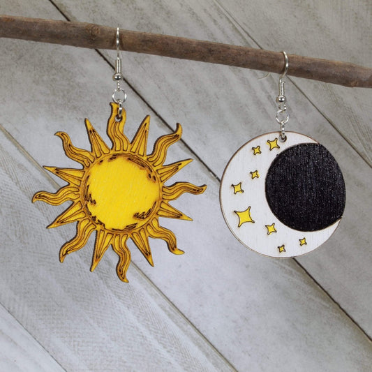 Sun and Moon Dangle Earrings - - Cate's Concepts, LLC